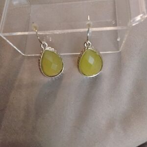 Elegant Silver and Yellow Teardrop Earrings